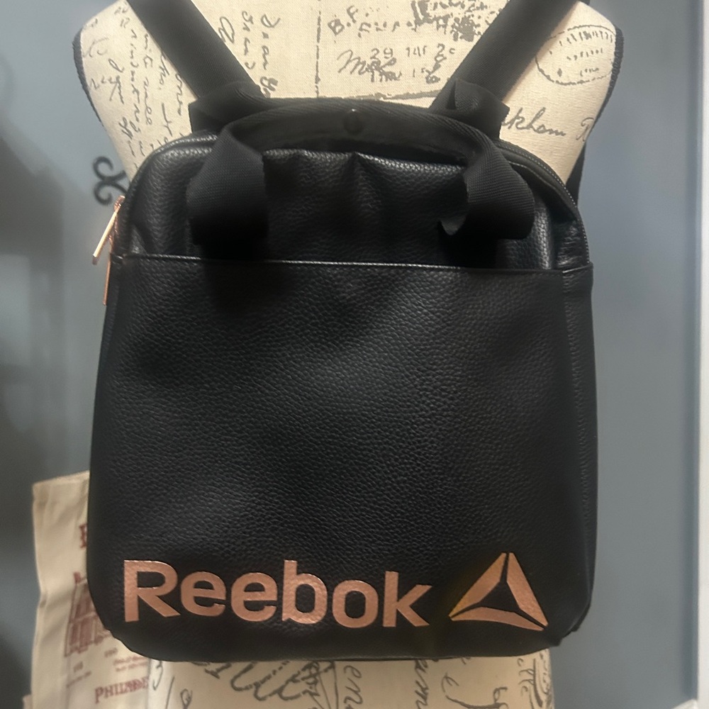 Reebok Lola Black & Rose Gold Mini Backpack- Leatherette & Canvas